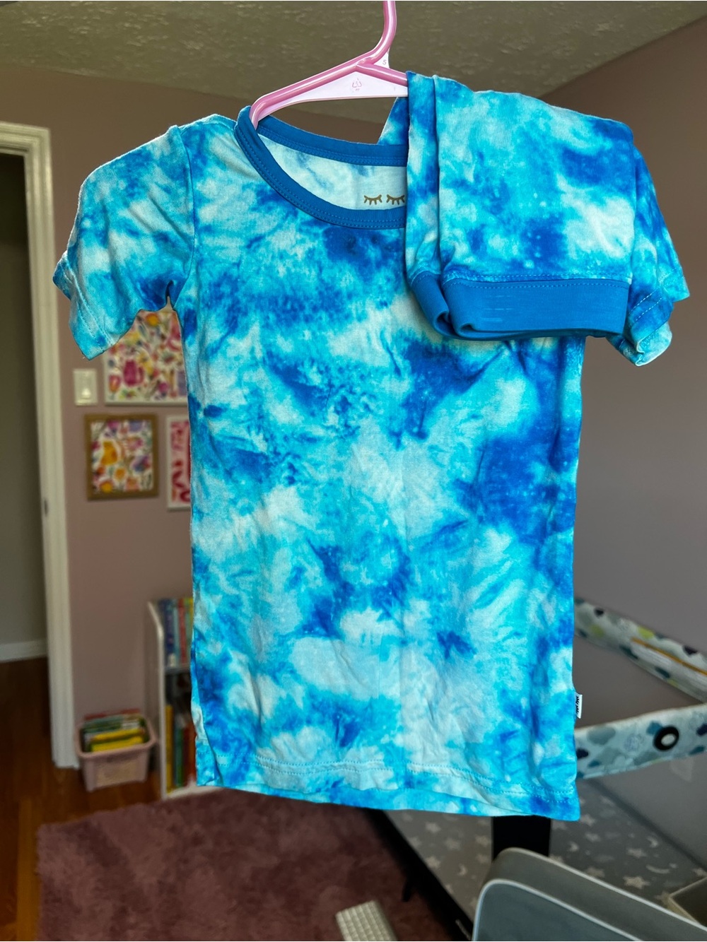 Little Sleepies Blue Tie Dye Short Sleeve & Short Pajama Set 18-24M VGUC